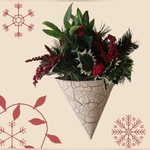 Holiday Cone with Green and Red Accents